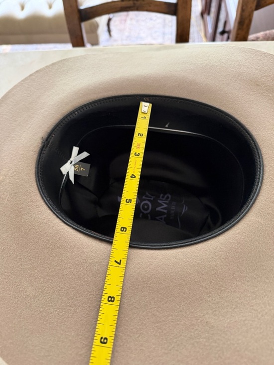 Neutral Wide-Brim Floral Cowgirl Hat - Taupe with Pink & Cream Flowers - Picture 7 of 9